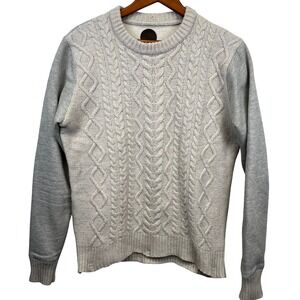 Common People Mens Cable Knit‎ Crewneck Sweater Size L Wool Blend Fisherman Core